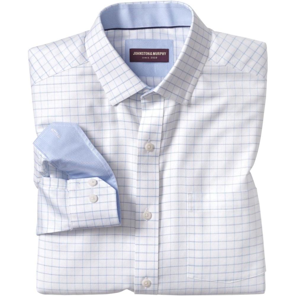 image:imageJohnston amp Murphy Mens Ovation NonIron Dress ShirtWhite Windowpane
