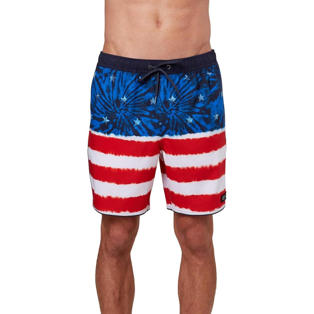 image:imageONeill Mens Lennox Hermosa Solid Volley 17 BoardshortsRed Wht Blue