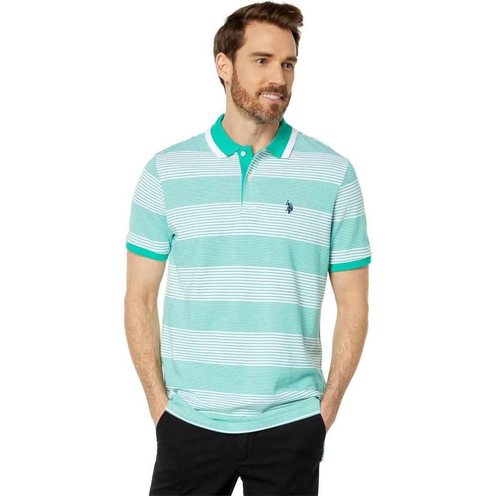 image:imageSTRIPE PIQUE POLO SHIRTPool Green 5213