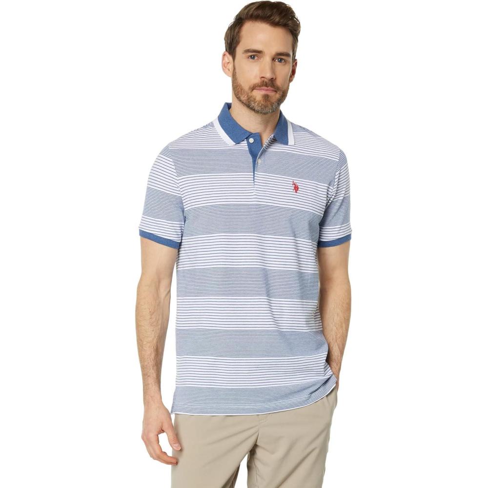 image:imageSTRIPE PIQUE POLO SHIRTSummer Navy Heather 5213