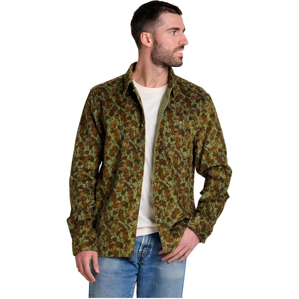 image:imageToadampCo Mens Cascadia Long Sleeve ShirtGreen Moss Leaf Print