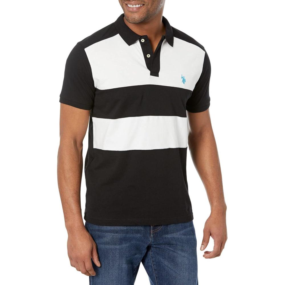 image:imageUS POLO ASSN Jersey Two ColorBlock Chest Stripe Knit ShirtBlack