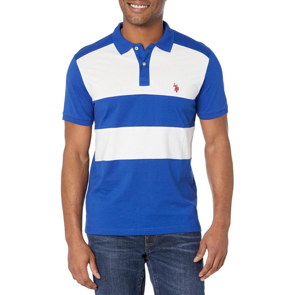 image:imageUS POLO ASSN Jersey Two ColorBlock Chest Stripe Knit ShirtBlue Raft
