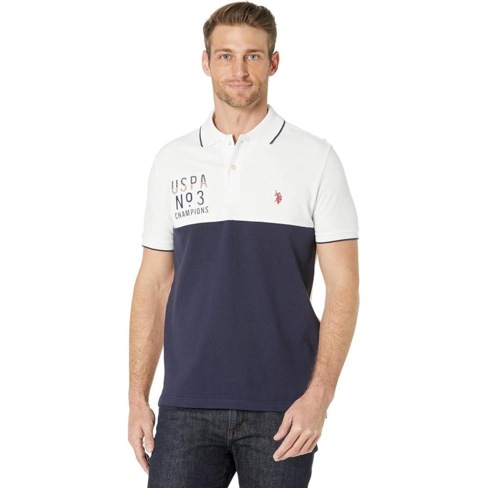 image:imageUS POLO ASSN Short Sleeve Embossed Color Block Slim Fit ShirtWhite