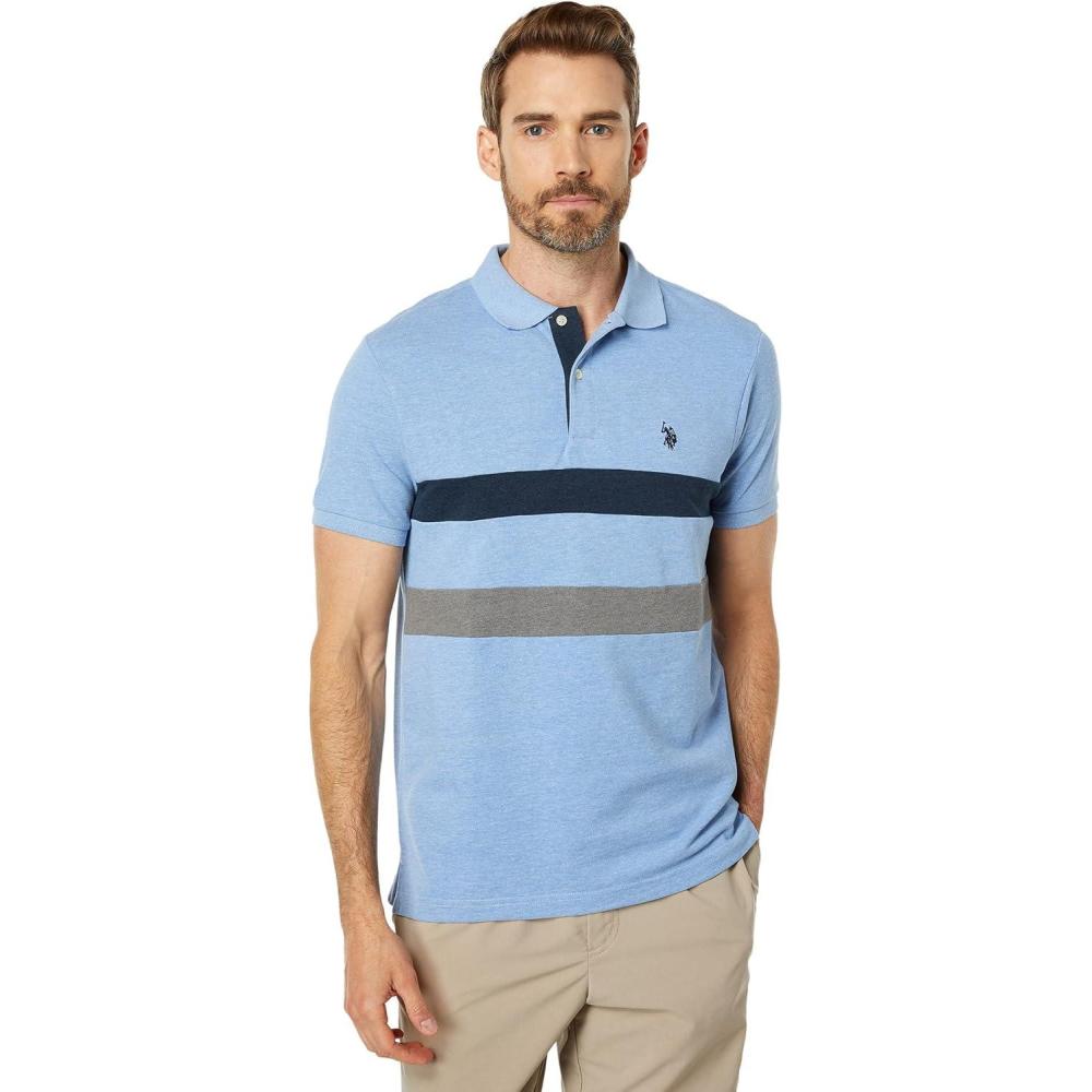 image:imageUS POLO ASSN Slim Fit Striped Chest Knit ShirtVista Blue Heather
