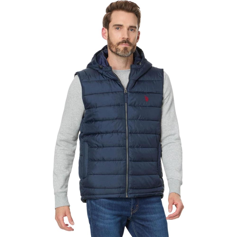 image:imageUS POLO ASSN womens Uspa Channel Hooded Puffer VestClassic Navy