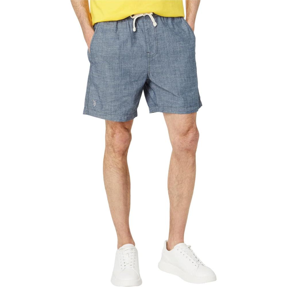 image:imageUS Polo Assn 8 Drawstring Canvas Shorts Classic Blue Chambray MD 8