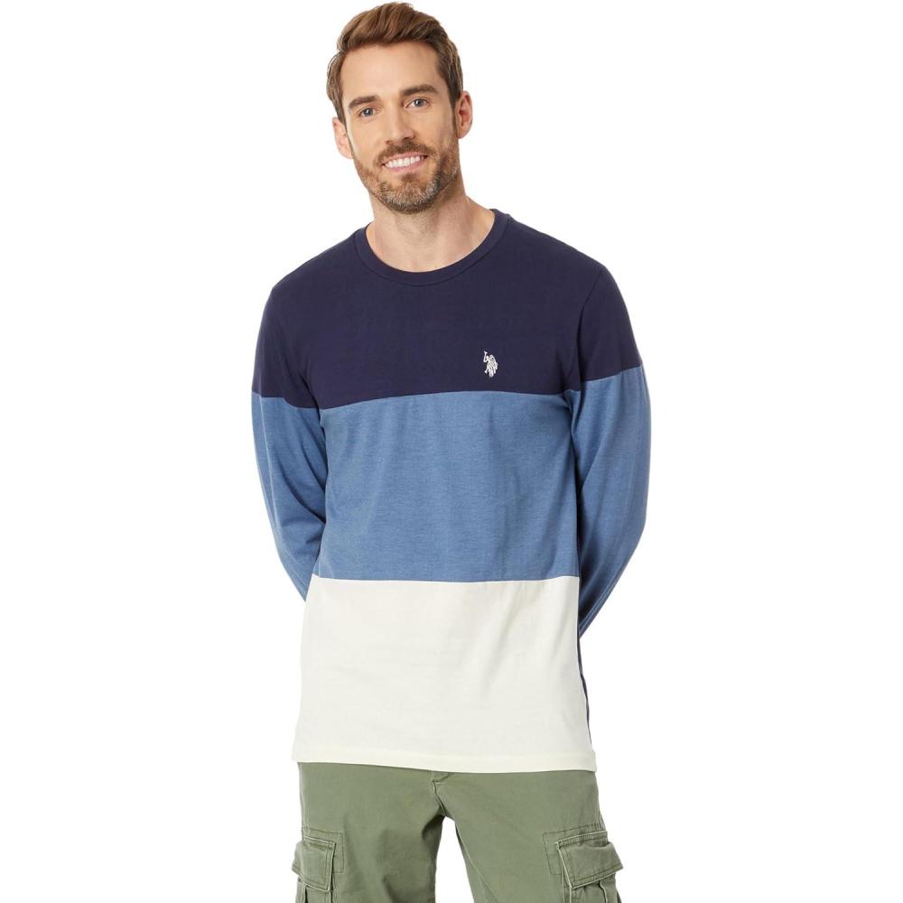 image:imageUS Polo Assn Long Sleeve Tee CS ColorBlock Small Pony Classic Navy MD
