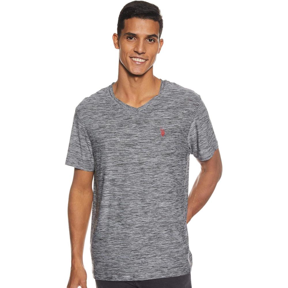 image:imageUS Polo Assn Mens Short Sleeve Poly VNeck Solid TShirtBlack