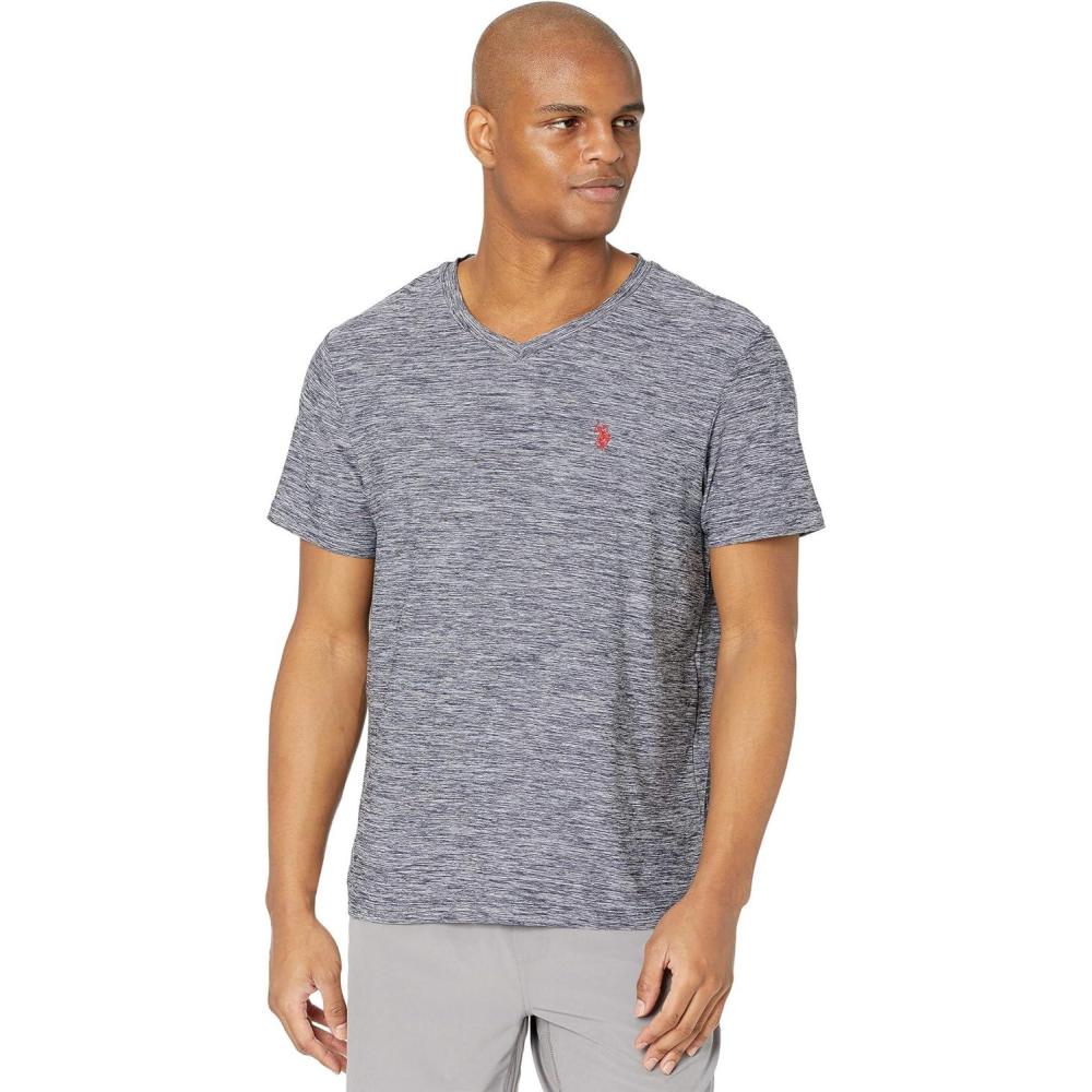 image:imageUS Polo Assn Mens Short Sleeve Poly VNeck Solid TShirtClassic Navy