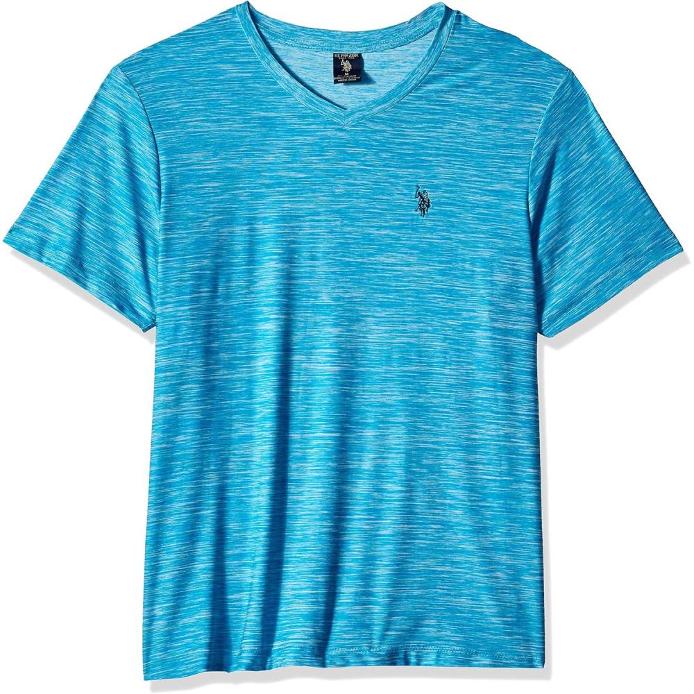 image:imageUS Polo Assn Mens Short Sleeve Poly VNeck Solid TShirtFlipflop Blue