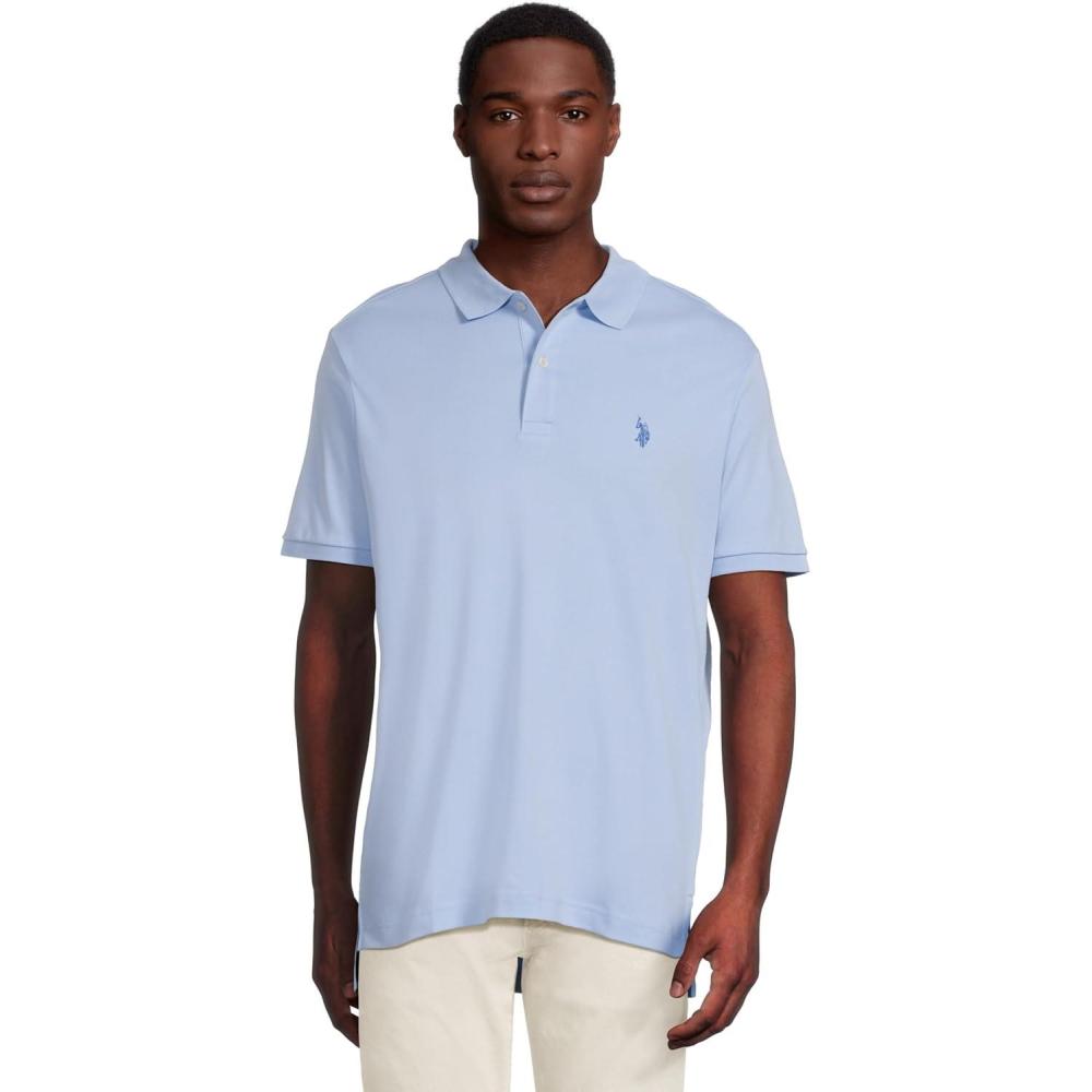 image:imageUS Polo Assn Mens Solid Short Sleeve Interlock Polo Shirt Golf Shirts for Men Business Casual PolosBlue Oxford