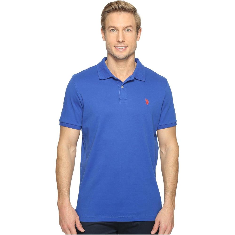 image:imageUS Polo Assn Mens Solid Short Sleeve Interlock Polo Shirt Golf Shirts for Men Business Casual PolosBlue Raft