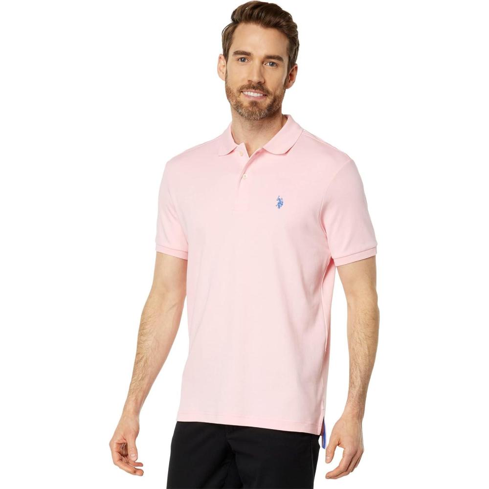 image:imageUS Polo Assn Mens Solid Short Sleeve Interlock Polo Shirt Golf Shirts for Men Business Casual PolosCandy Pink