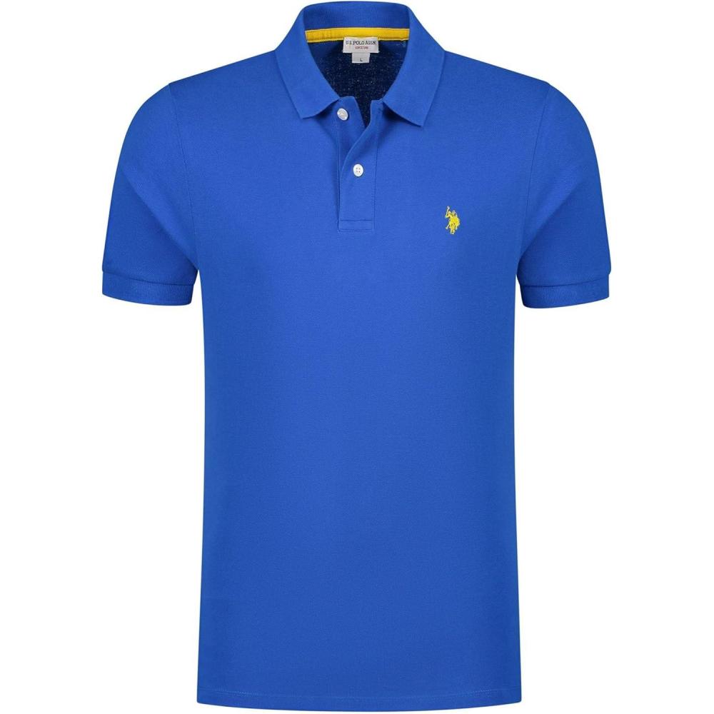 image:imageUS Polo Assn Mens Solid Short Sleeve Interlock Polo Shirt Golf Shirts for Men Business Casual PolosCobalt Blue