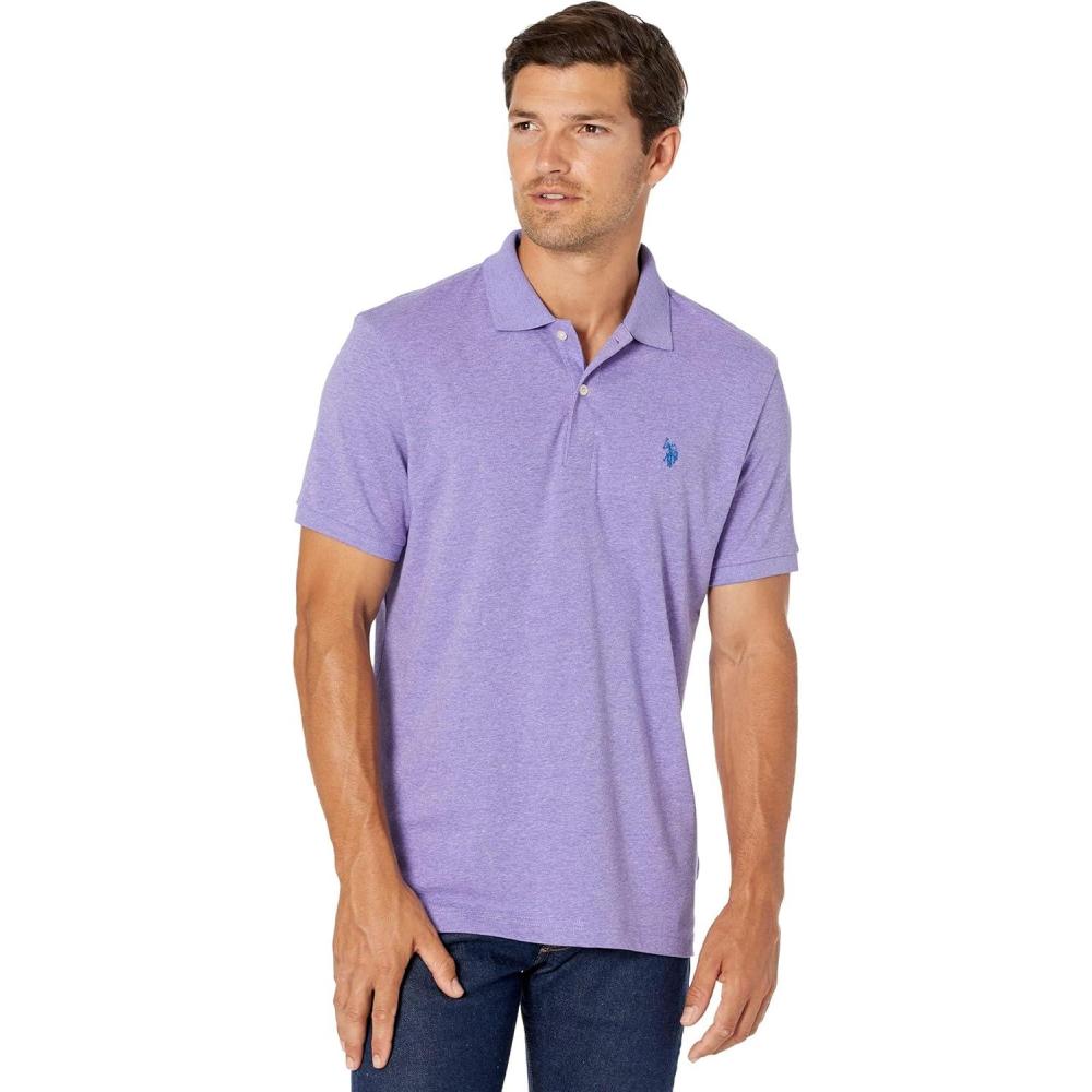 image:imageUS Polo Assn Mens Solid Short Sleeve Interlock Polo Shirt Golf Shirts for Men Business Casual PolosLavender Heather