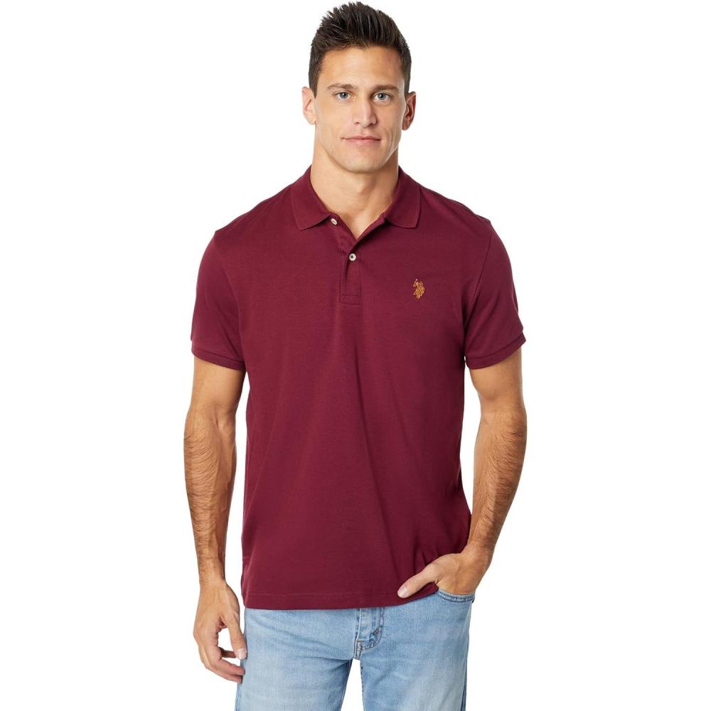 image:imageUS Polo Assn Mens Solid Short Sleeve Interlock Polo Shirt Golf Shirts for Men Business Casual PolosMaroon Fall
