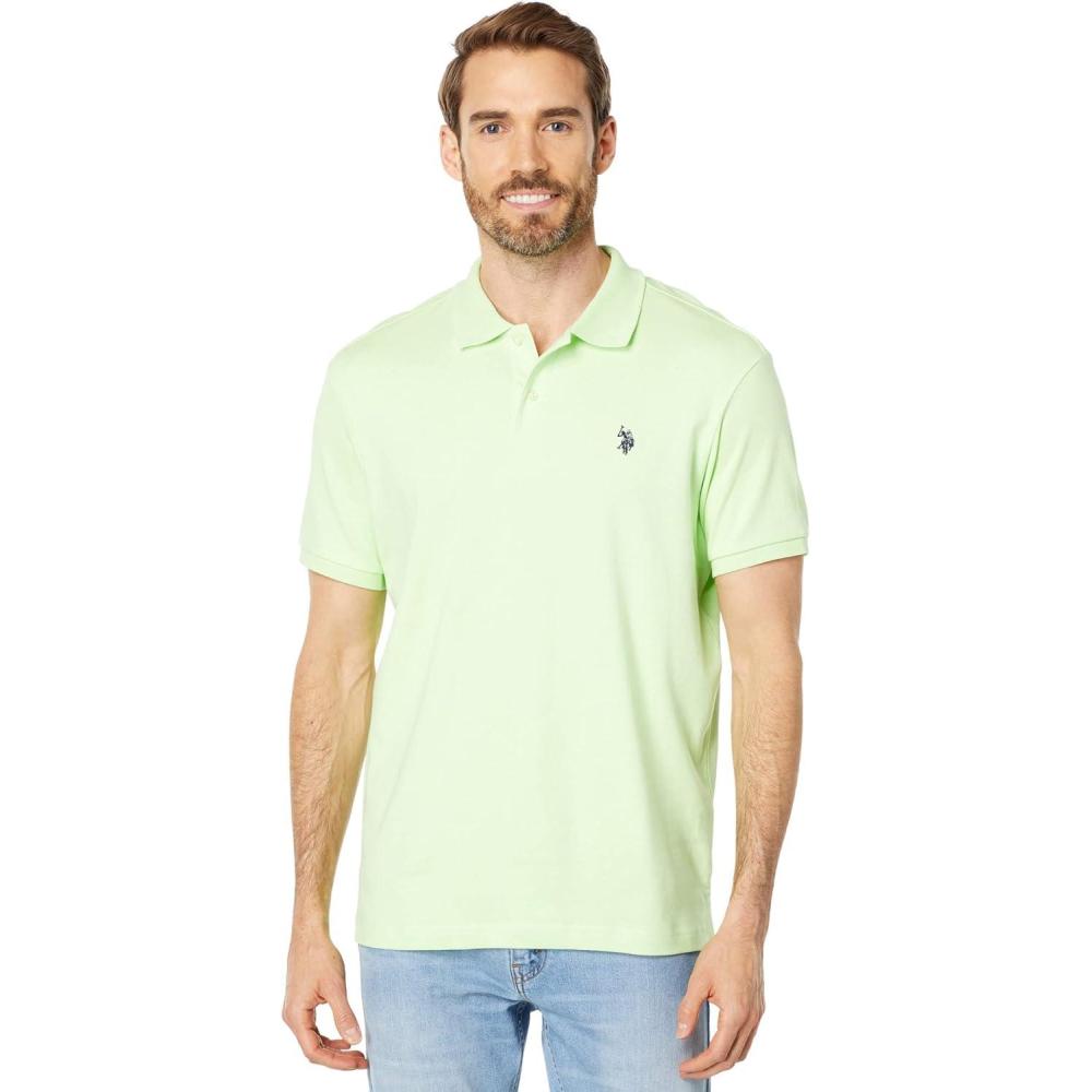 image:imageUS Polo Assn Mens Solid Short Sleeve Interlock Polo Shirt Golf Shirts for Men Business Casual PolosParadise Mint