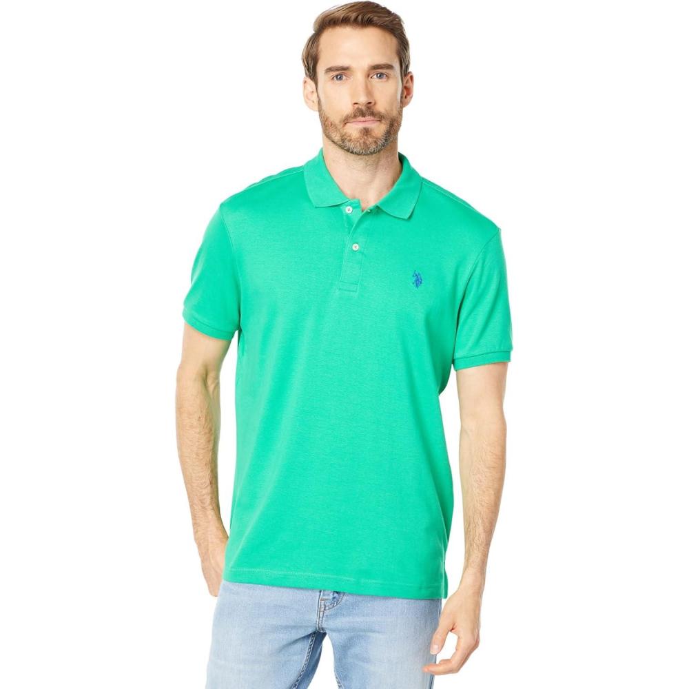 image:imageUS Polo Assn Mens Solid Short Sleeve Interlock Polo Shirt Golf Shirts for Men Business Casual PolosRelay Green