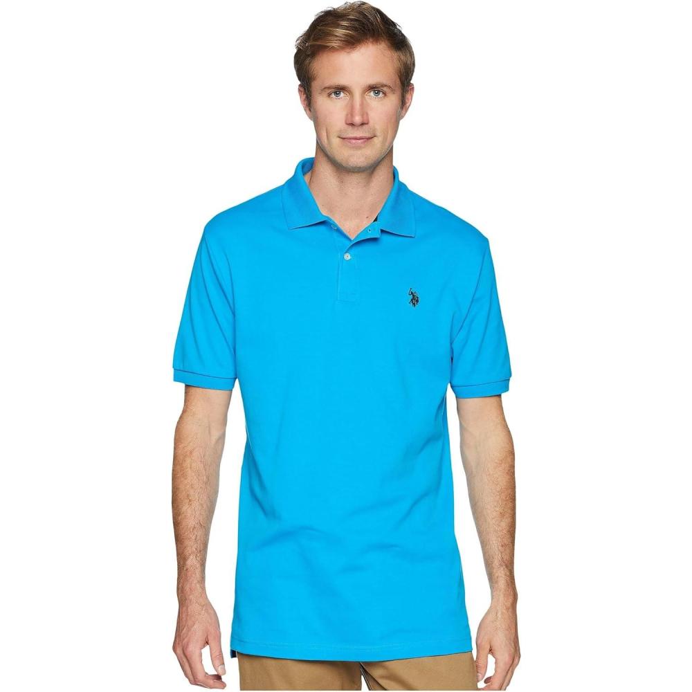 image:imageUS Polo Assn Mens Solid Short Sleeve Interlock Polo Shirt Golf Shirts for Men Business Casual PolosTeal Blue3045