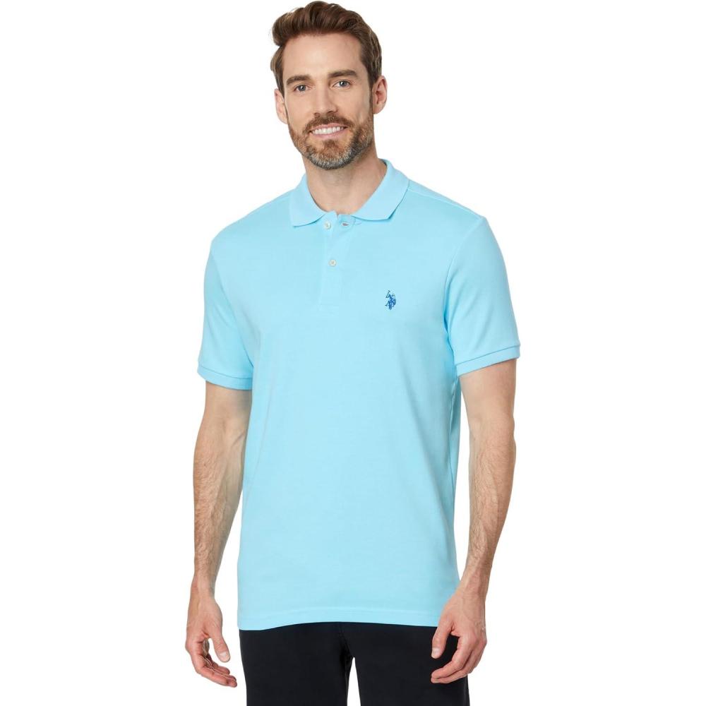 image:imageUS Polo Assn Mens Solid Short Sleeve Interlock Polo Shirt Golf Shirts for Men Business Casual PolosTropical Breeze