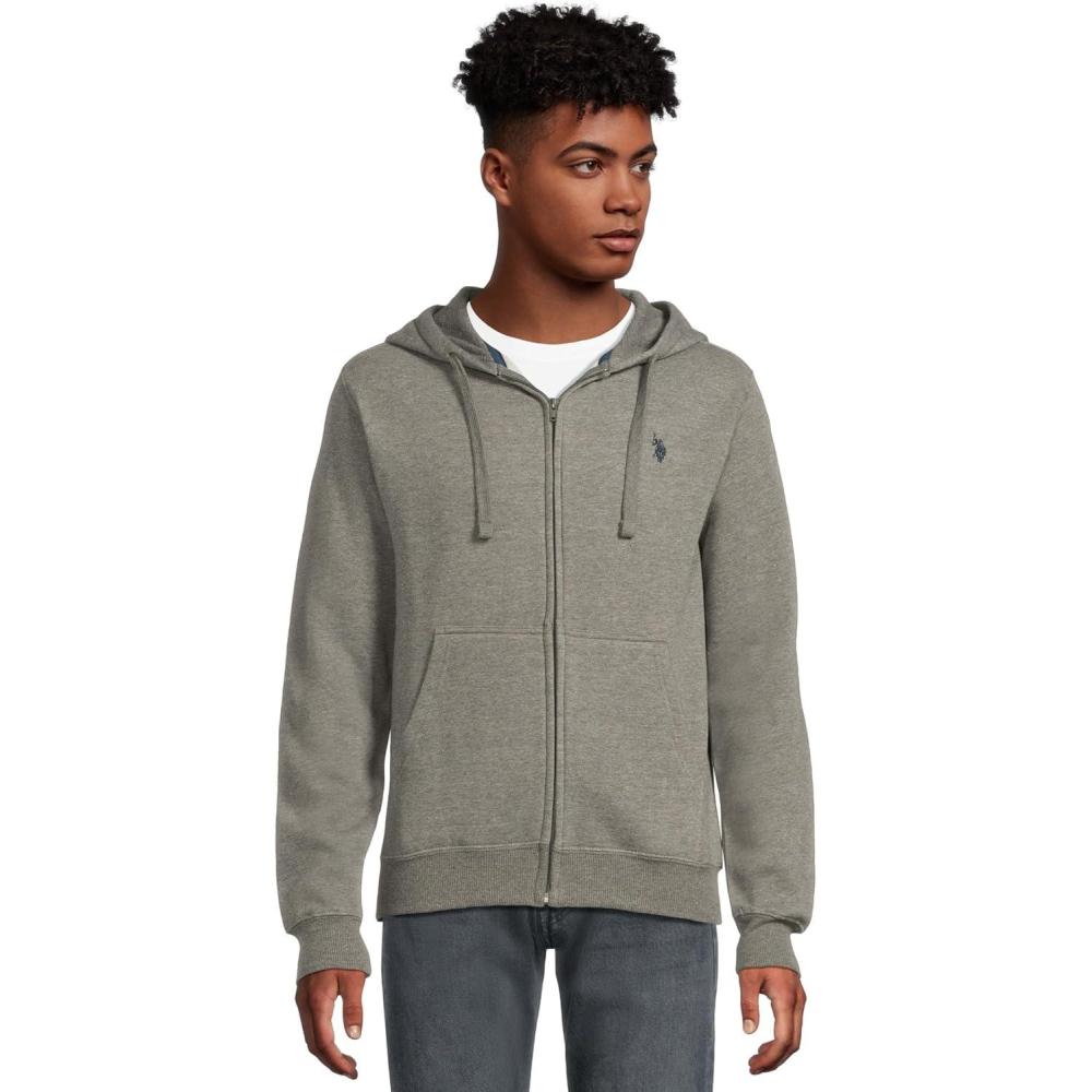 image:imageUS Polo Assn mens Long Sleeve Full Zip HoodieCampus Heather Grey 1