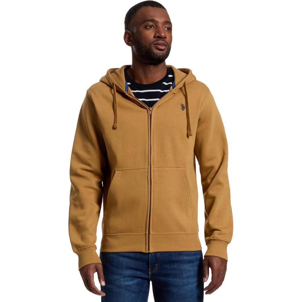 image:imageUS Polo Assn mens Long Sleeve Full Zip HoodieCollegiate Tan