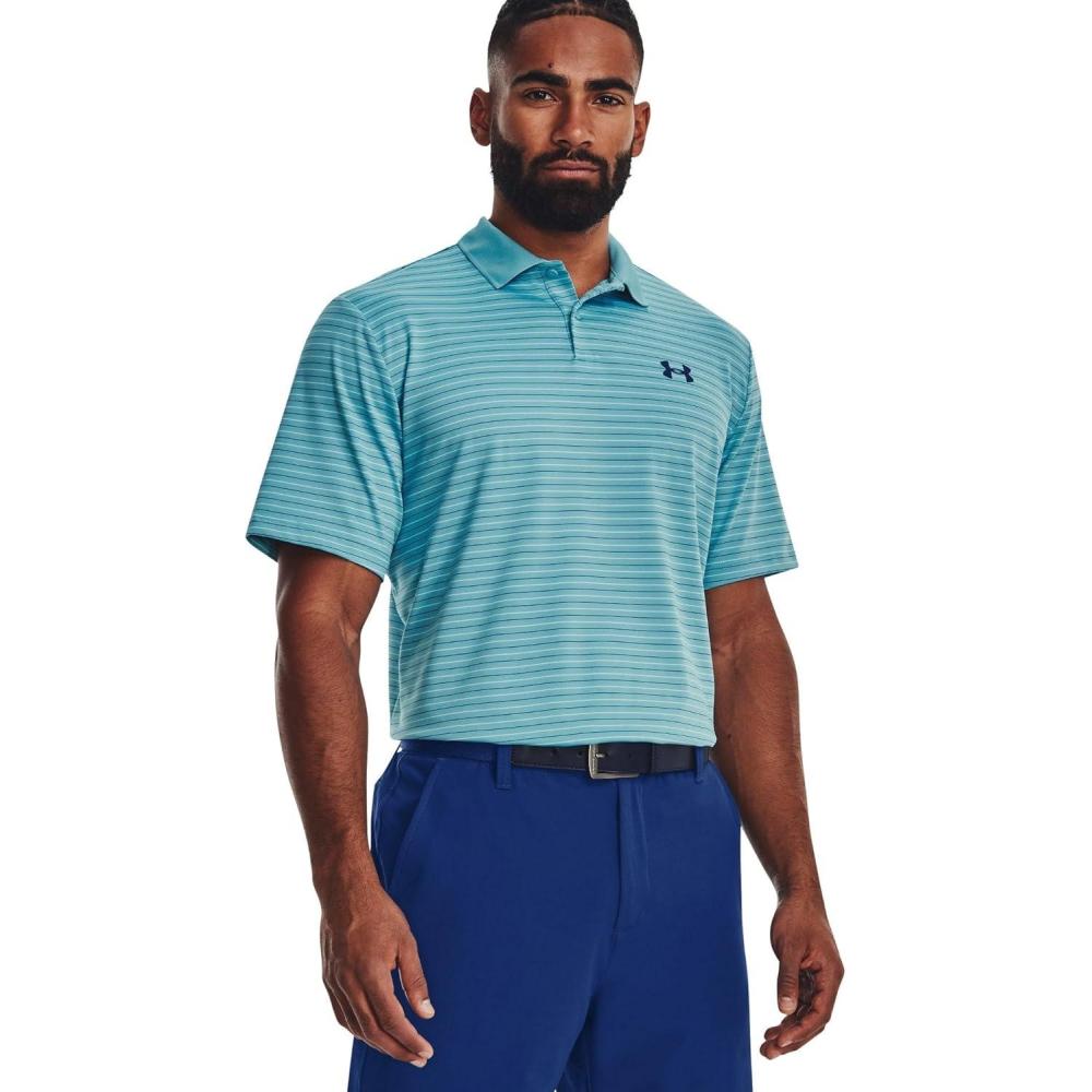 image:imageUnder Armour UnisexAdult Mens Ua Matchplay Stripe PoloGlacier Blue