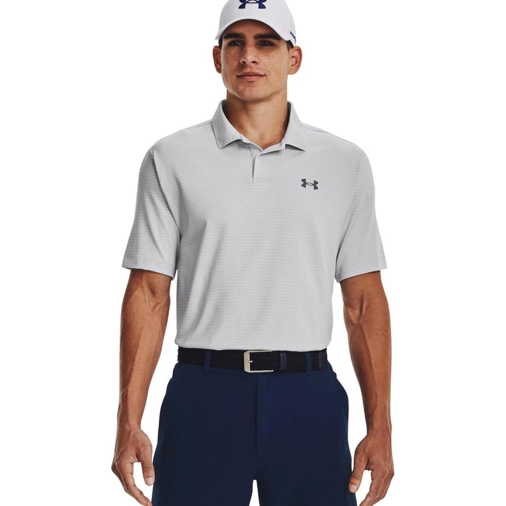 image:imageUnder Armour UnisexAdult Mens Ua Matchplay Stripe PoloHalo Gray White Pitch Gray