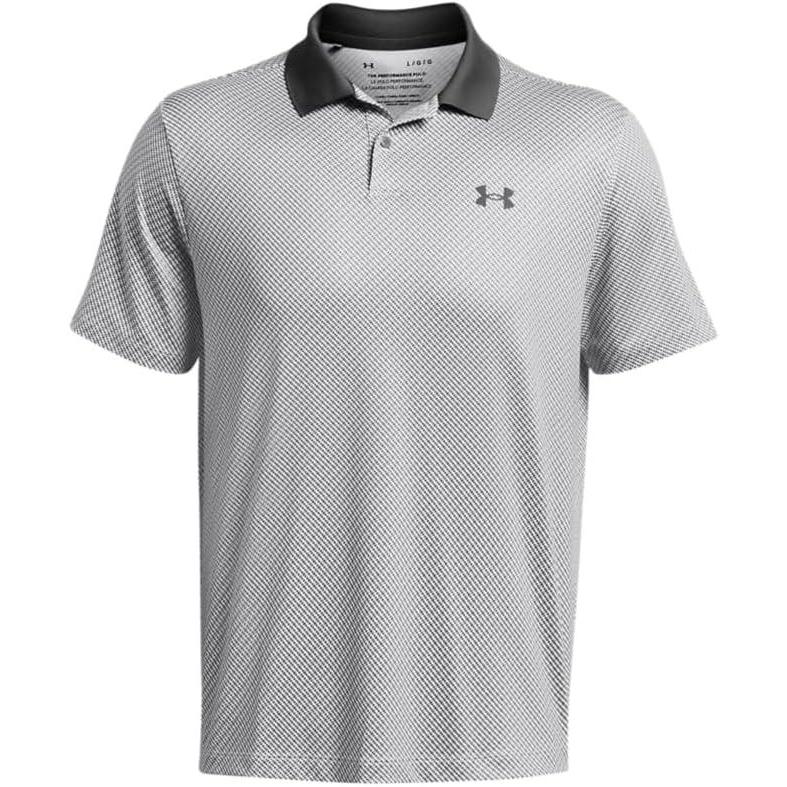 image:imageUnder Armour UnisexAdult Mens Ua Matchplay Stripe PoloWhite Halo Gray Castlerock