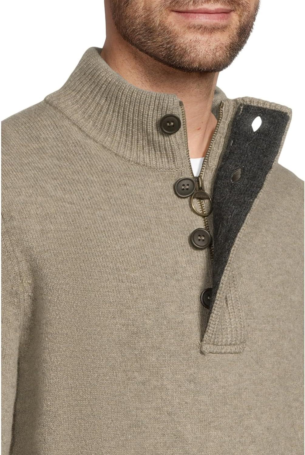 image:imageBarbour Patch Mens HalfZip 100 Wool Elbow Patches Sweater XXLarge