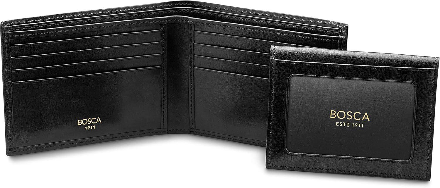 image:imageBosca Mens Leather Wallet with Removable ID Passcase Bifold Wallet for Men With 8 Card Slots Premium HandStained Leather With Gift Packaging BlackBlack