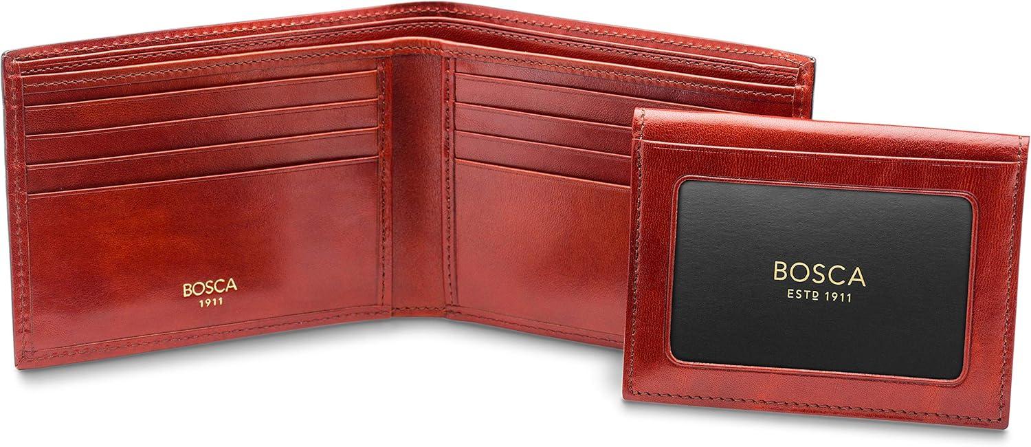 image:imageBosca Mens Leather Wallet with Removable ID Passcase Bifold Wallet for Men With 8 Card Slots Premium HandStained Leather With Gift Packaging BlackCognac