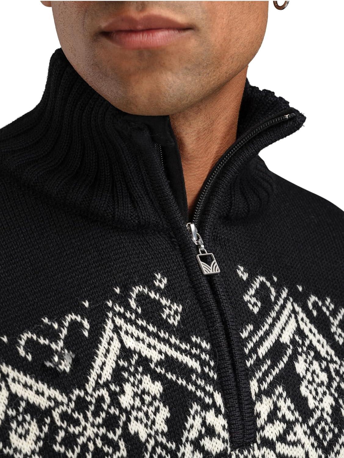 image:imageDale of Norway Roset Windproof Wool Sweater for Men Pure Wool PulloverBlack Offwhite