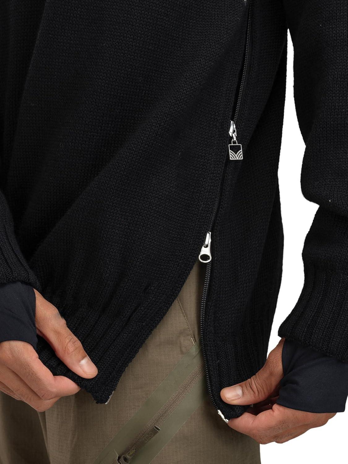 image:imageDale of Norway Roset Windproof Wool Sweater for Men Pure Wool PulloverBlack Offwhite