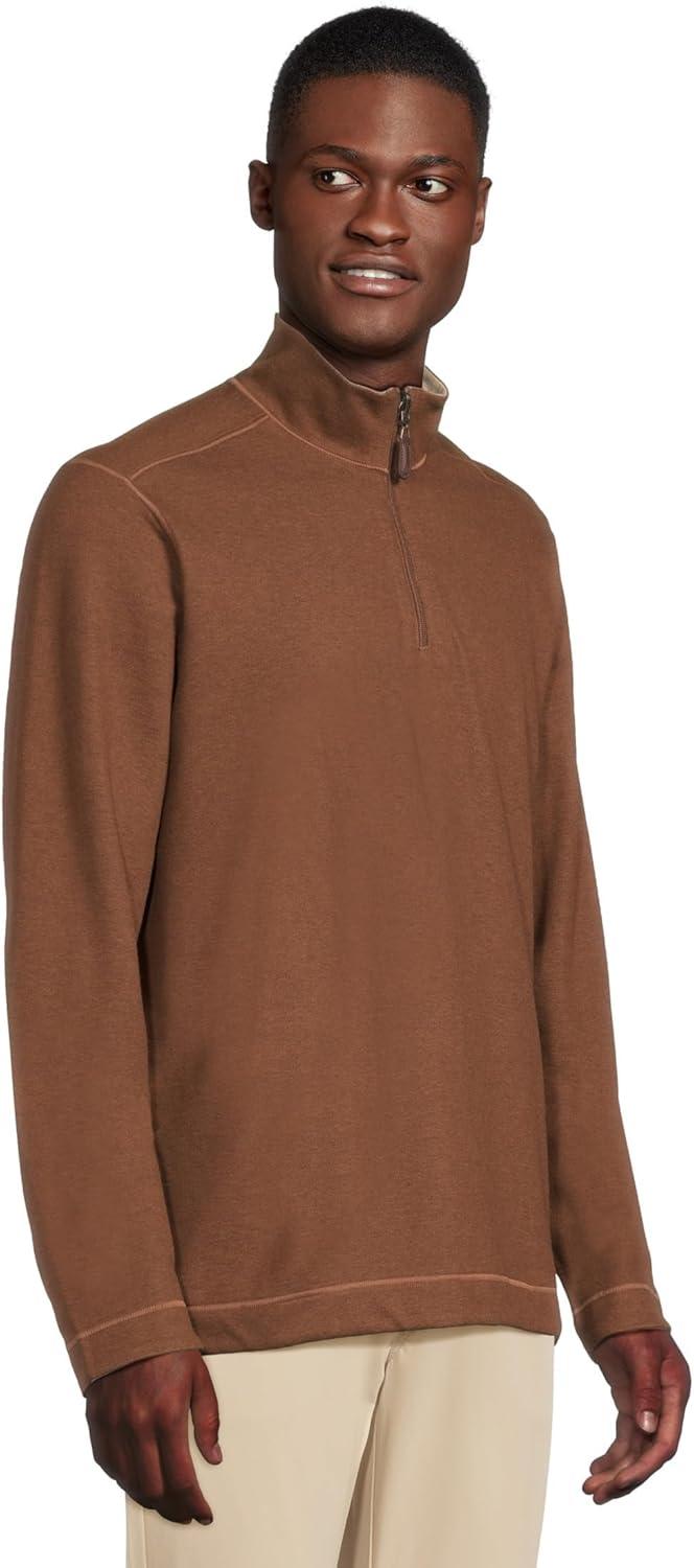 image:imageJohnston amp Murphy mens Reversible Solid QuarterzipRustOatmeal