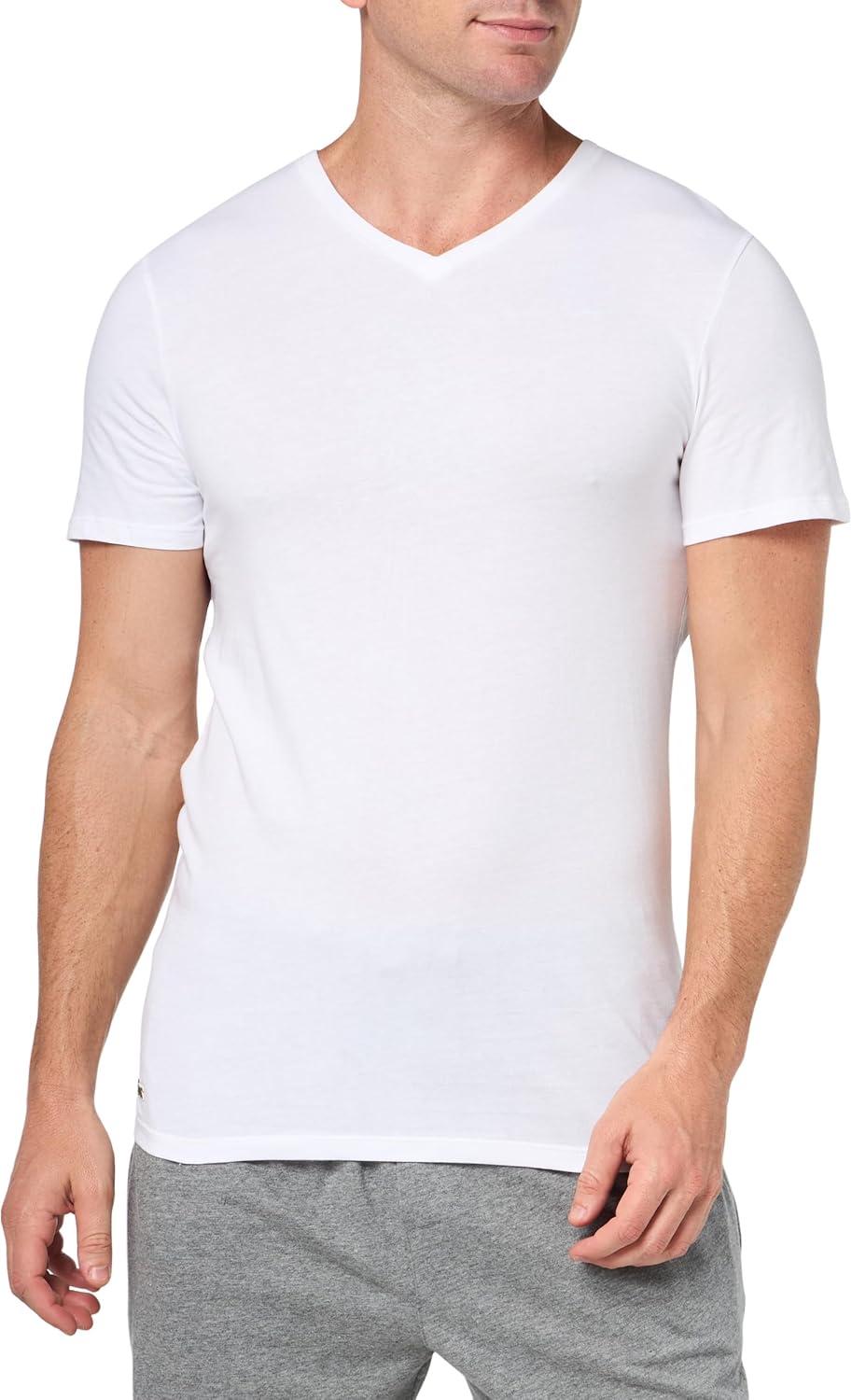 image:imageLacoste Mens 100 Cotton Slim Fit VNeck TShirt 3PackWhite