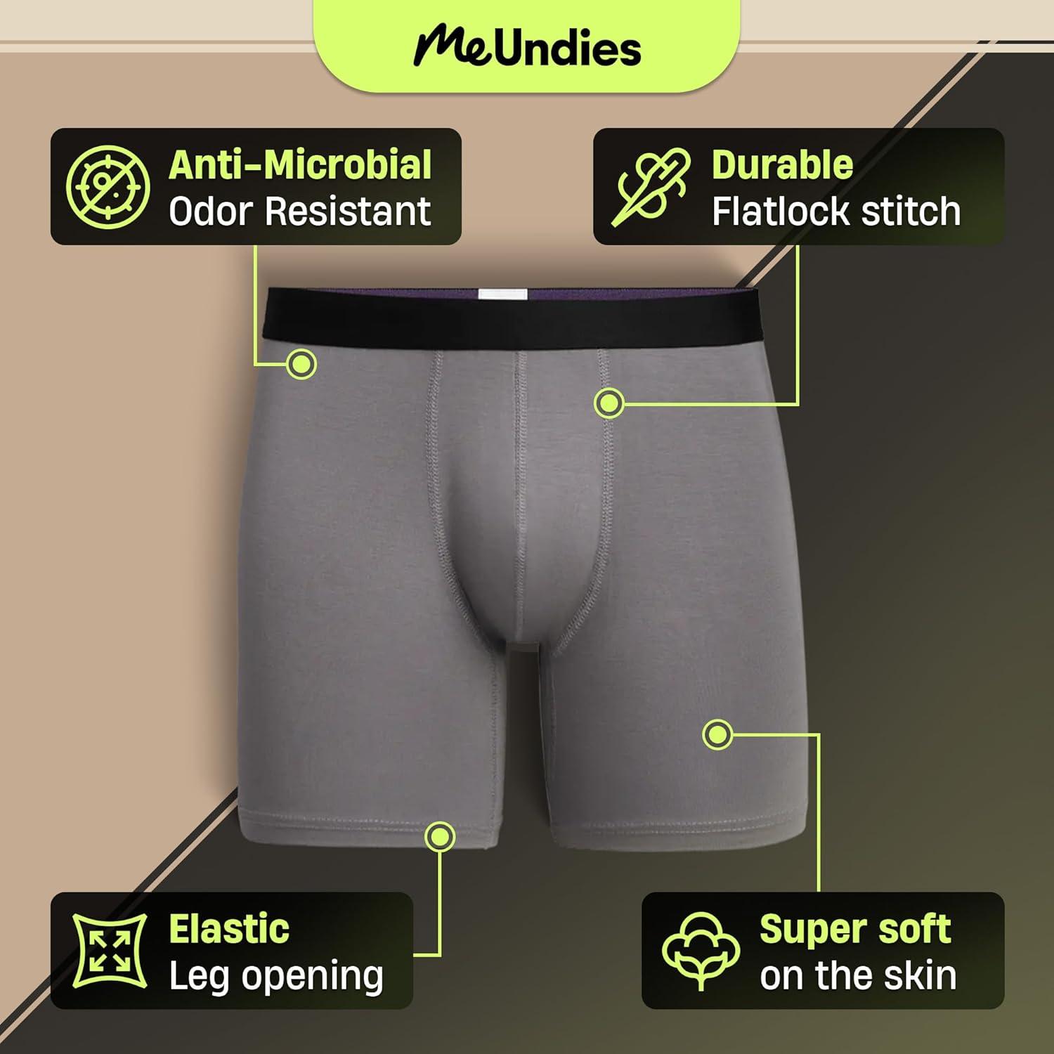 image:imageMeUndies Mens Boxer Briefs 6 Inseam with Breathable and Comfortable Tencel Micro Modal FabricGrey