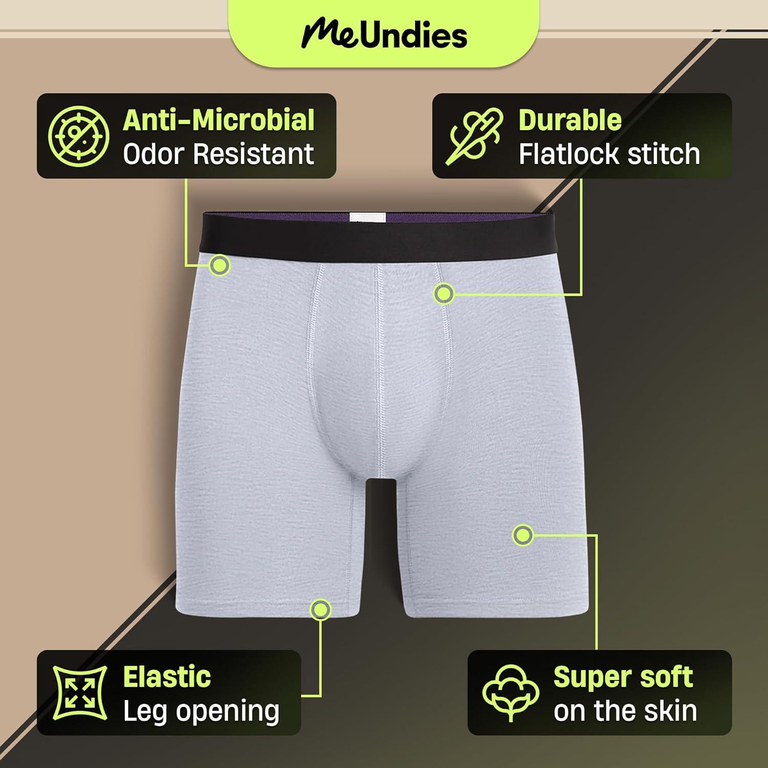 image:imageMeUndies Mens Boxer Briefs 6 Inseam with Breathable and Comfortable Tencel Micro Modal FabricHeather Grey