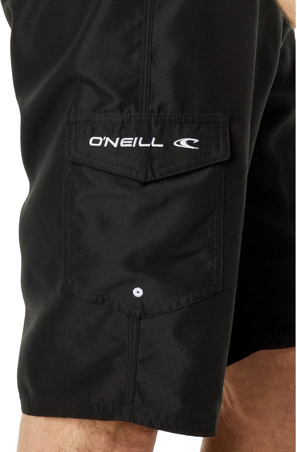 image:imageONEILL Mens 21 Inch Solid BoardshortsWater Resistant Swim Trunks for Men with Quick Dry Stretch Fabric and PocketsBlackWhite