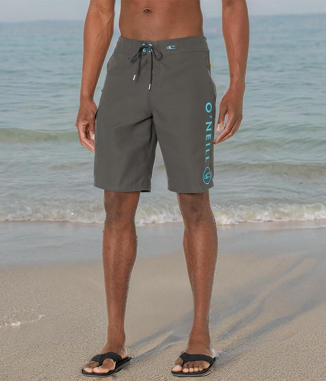 image:imageONEILL Mens 21 Inch Solid BoardshortsWater Resistant Swim Trunks for Men with Quick Dry Stretch Fabric and PocketsDark Charcoal 1