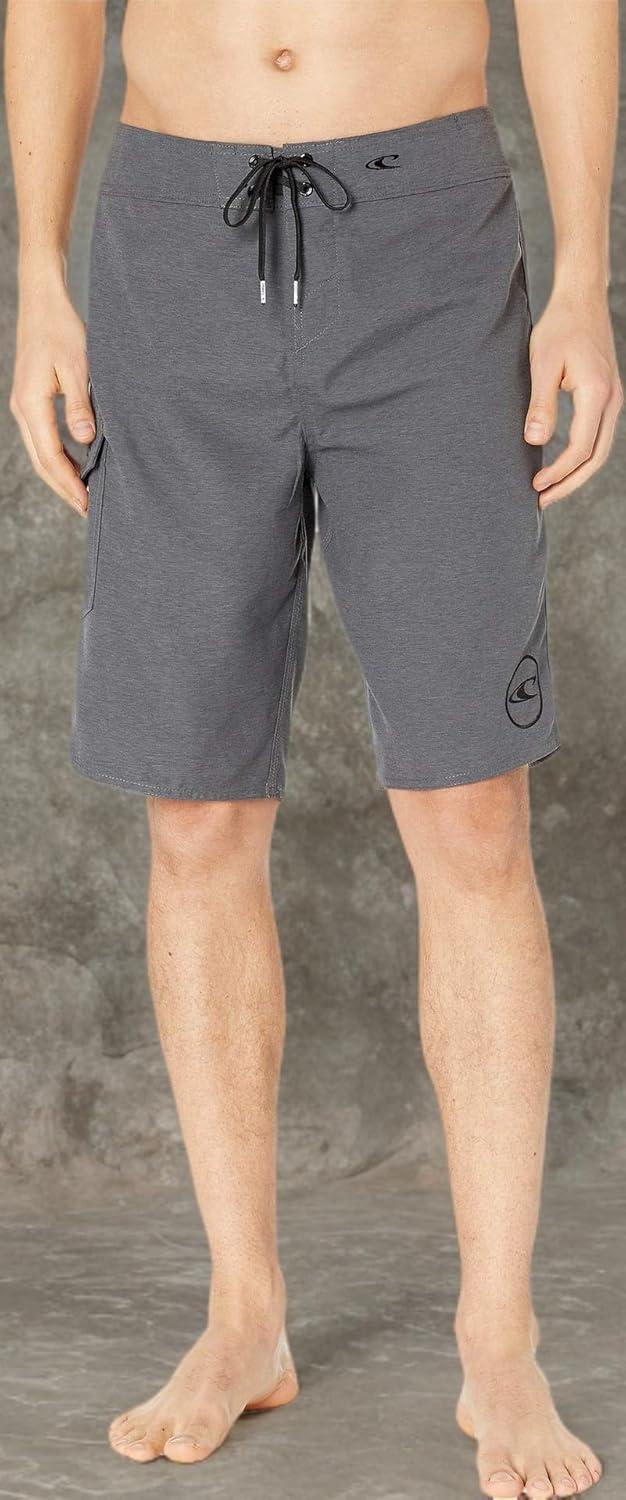 image:imageONEILL Mens 21 Inch Solid BoardshortsWater Resistant Swim Trunks for Men with Quick Dry Stretch Fabric and PocketsHeather Black