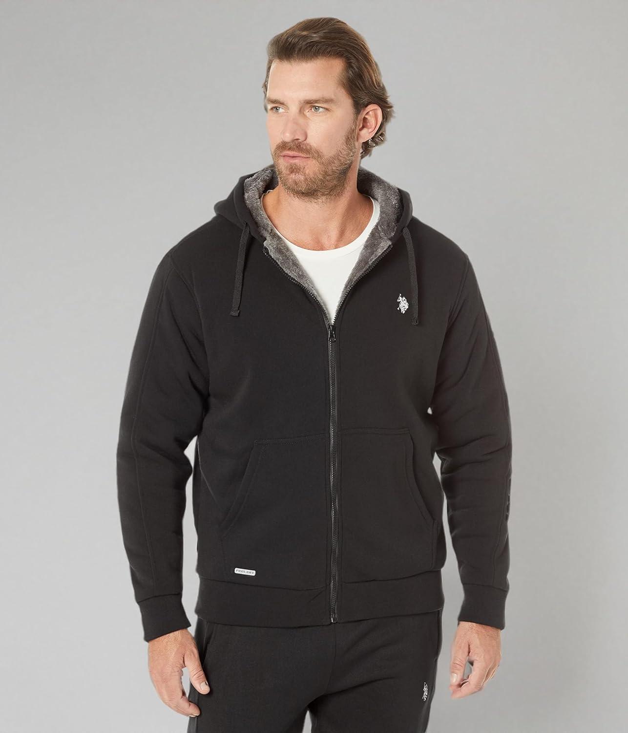 image:imageUS POLO ASSN Embossed Wordmark Sherpa HoodieBlack