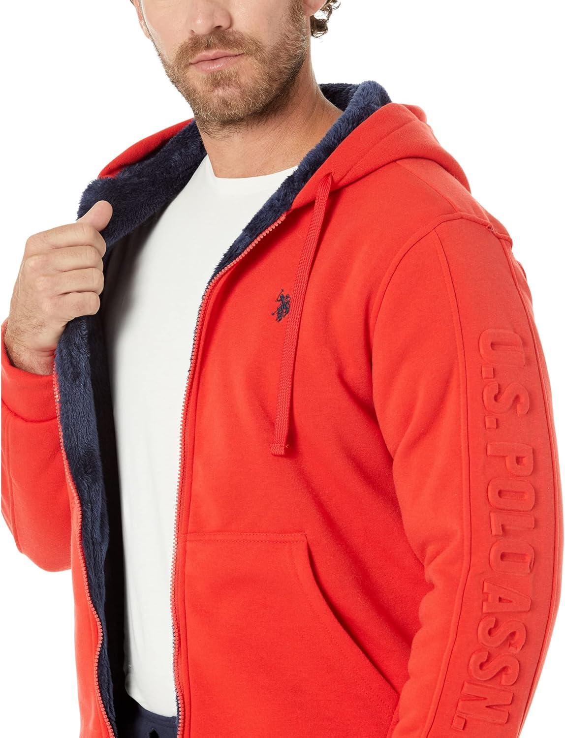 image:imageUS POLO ASSN Embossed Wordmark Sherpa HoodieEngine Red