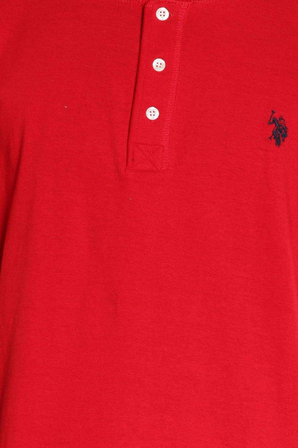 image:imageUS POLO ASSN Short Sleeve Small Pony Solid Henley Knit ShirtEngine Red