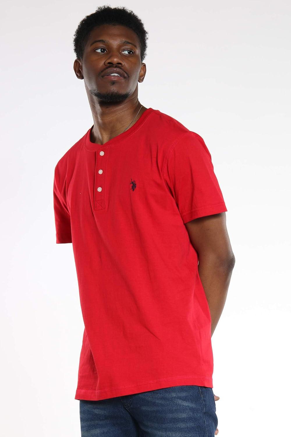 image:imageUS POLO ASSN Short Sleeve Small Pony Solid Henley Knit ShirtEngine Red