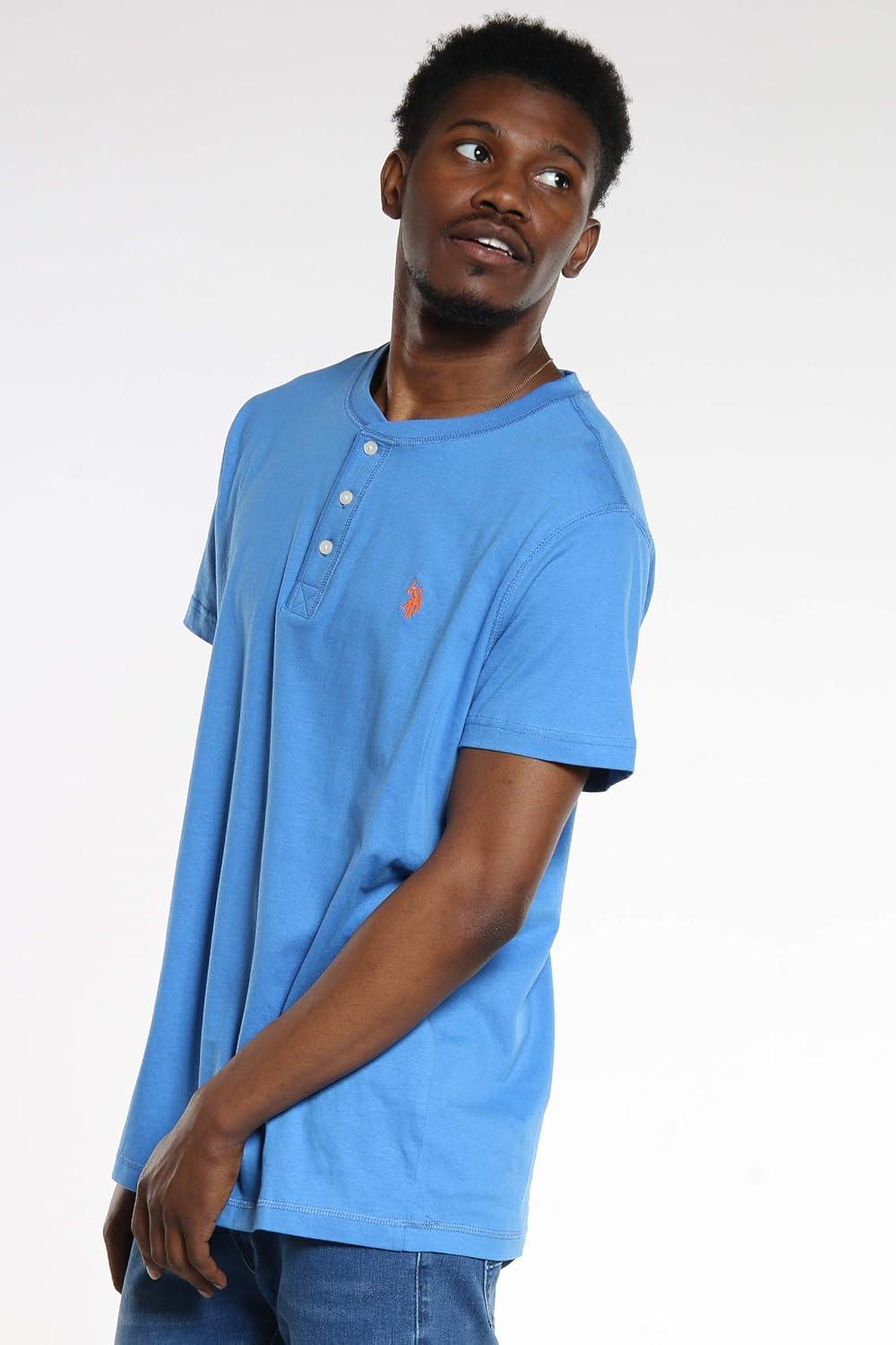 image:imageUS POLO ASSN Short Sleeve Small Pony Solid Henley Knit ShirtPalace Blue