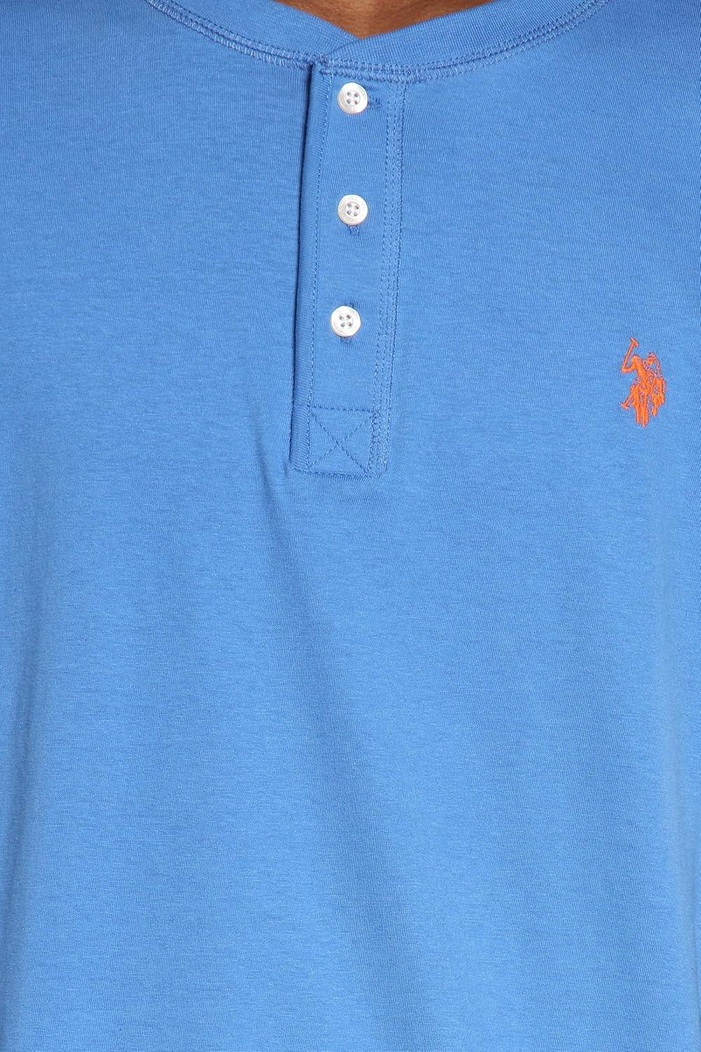 image:imageUS POLO ASSN Short Sleeve Small Pony Solid Henley Knit ShirtPalace Blue