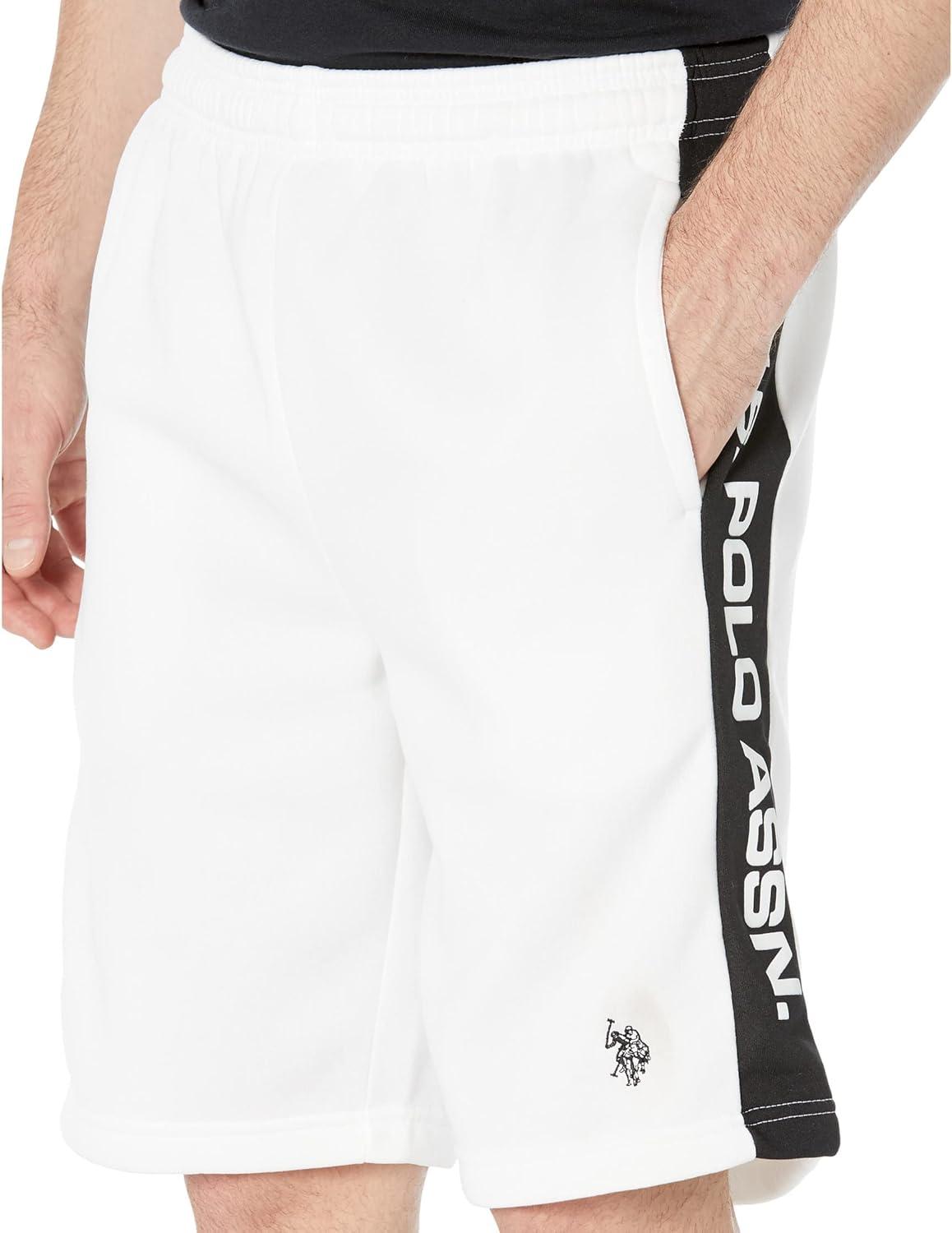 image:imageUS POLO ASSN Side Panel Wordmark Shorts Heather Light Gray SMWhite