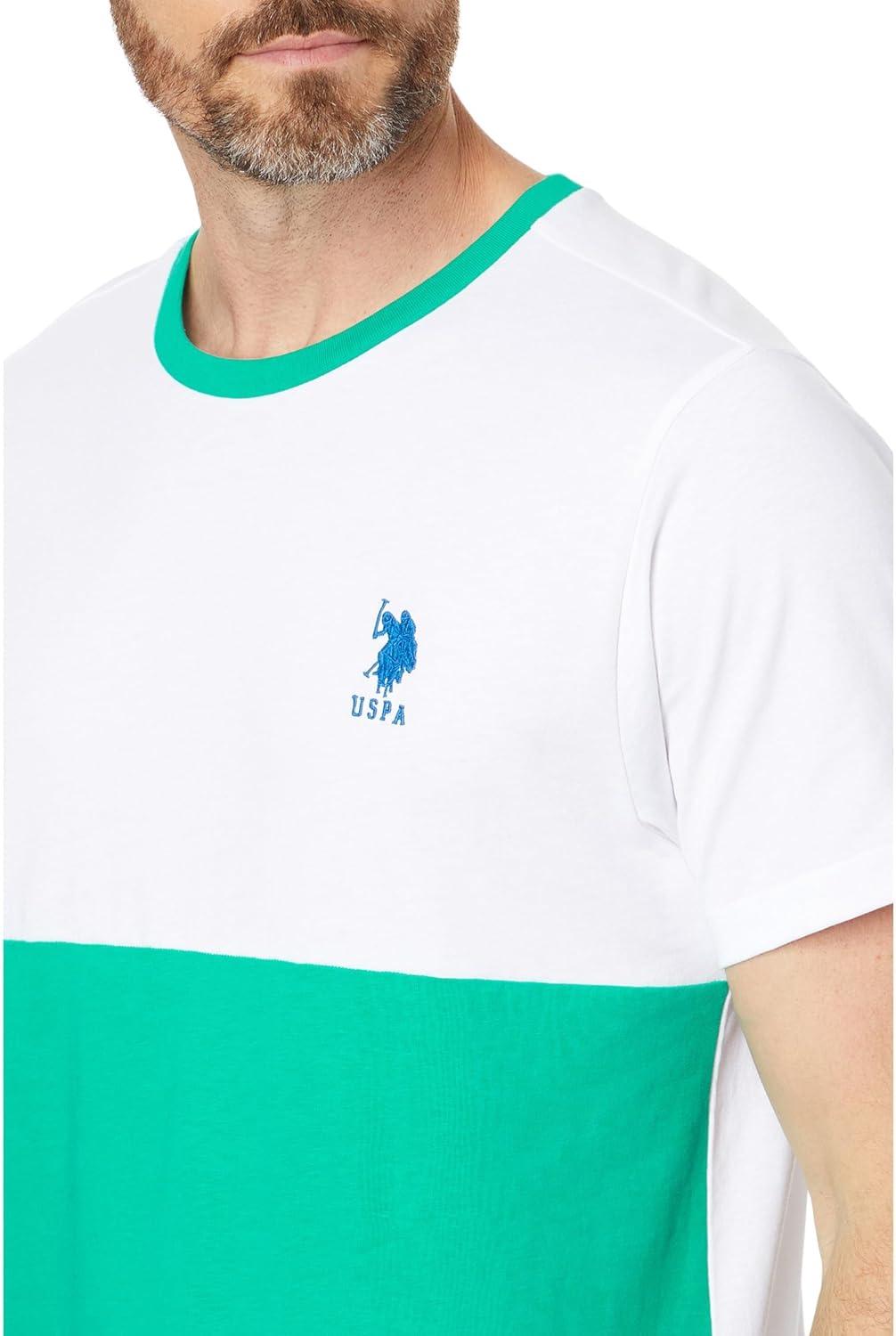 image:imageUS Polo ASSN Mens Short Sleeve Colorblock Crew Neck Jersey Tee ShirtEmerald Circus